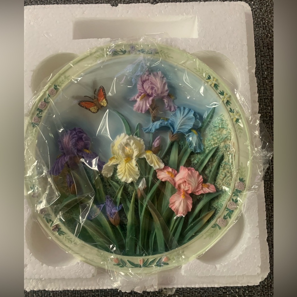 Bradford Exchange “Iris Garden” collectible 3D plate